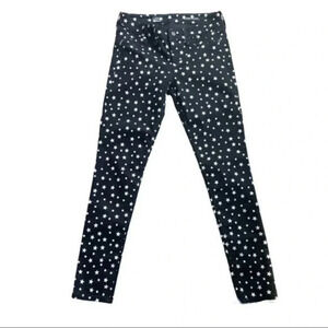 Gray-Saks Fifth Avenue black with silver stars prints super skinny jean sz 27